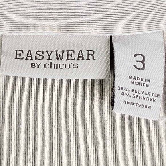 Easywear By Chicos Knit Cardigan Open Front Beige Tan Size 3 US XL LS - Picture 7 of 9